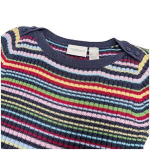 VTG Liz Claiborne Rainbow Striped Sweater Women S Navy Multicolor Y2K Dopamine